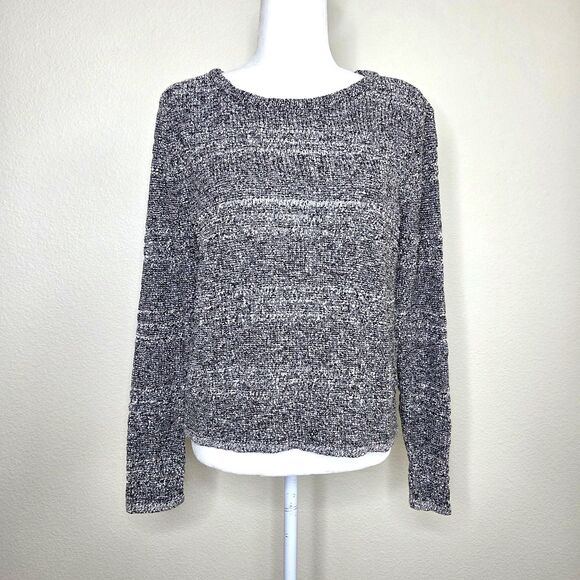 Rag & Bone Black White Sweater Open Knit Boxy Relaxed Women's Size Medium Casual - Picture 1 of 16